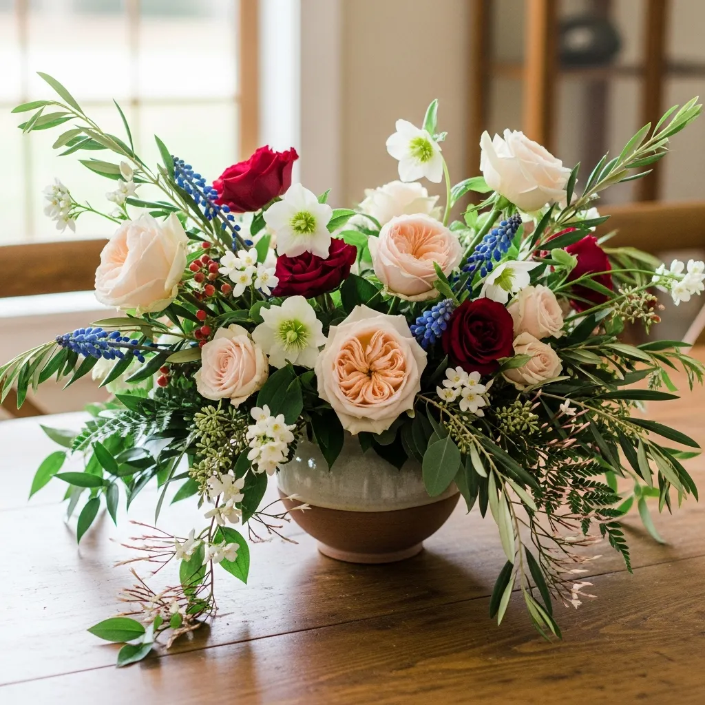 Signature floral arrangement showcasing organic design